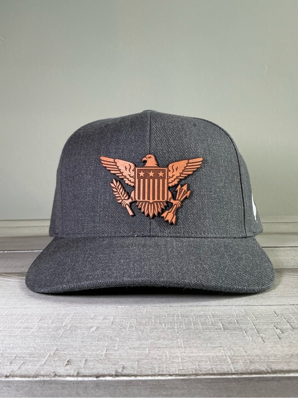 Branded Bills The Great Seal of US Flat Bill Snapback Dark Grey Wool Blend OSFM